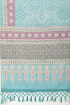 Teal Bandhani Printed Cotton Saree