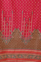 Fushia Pink Color Printed Silk Embroidered Suit Set