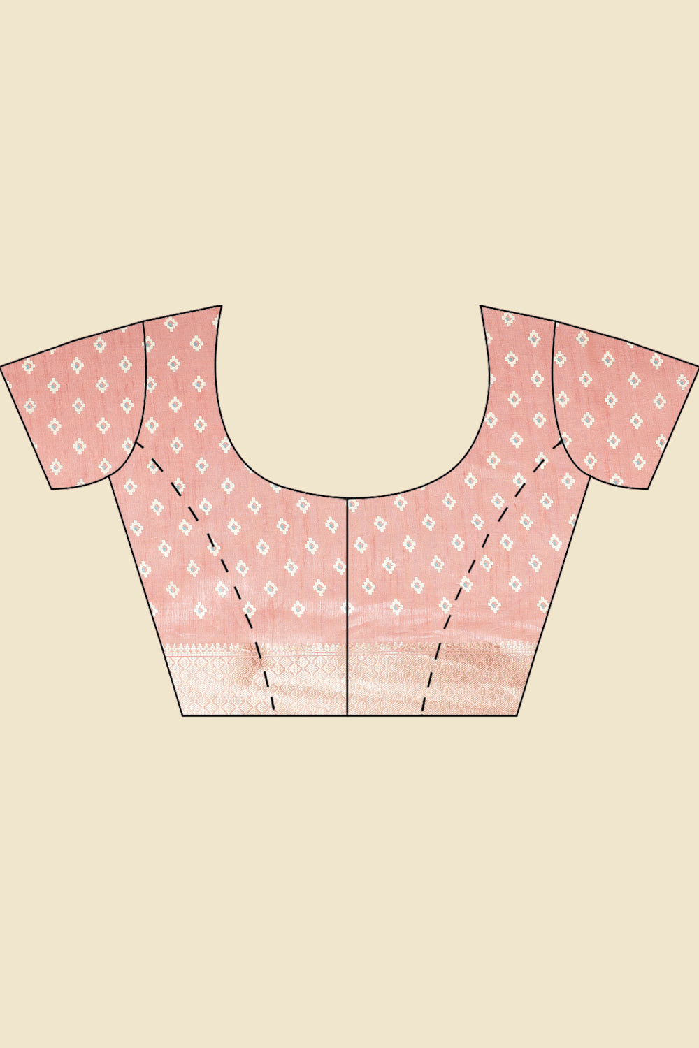 Peach Cotton Silk Printed And Zari Woven Saree