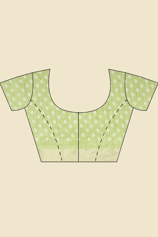 Light Green Cotton Silk Printed And Zari Woven Saree