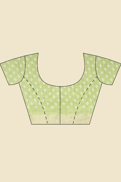 Light Green Cotton Silk Printed And Zari Woven Saree