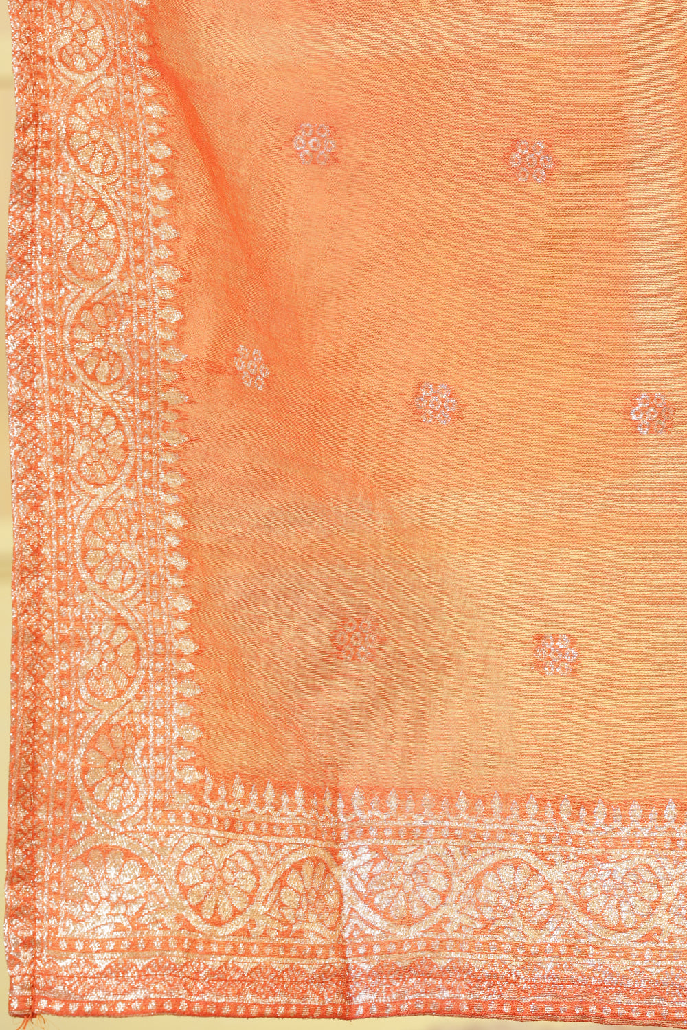 Orange Chanderi Silk Neck-Embroidered Suits