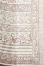 White & Brown Georgette Floral Printed Saree