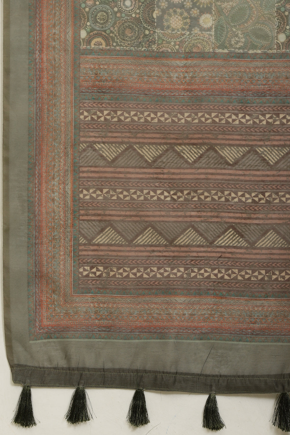 Sage Green Cotton Silk Printed Saree