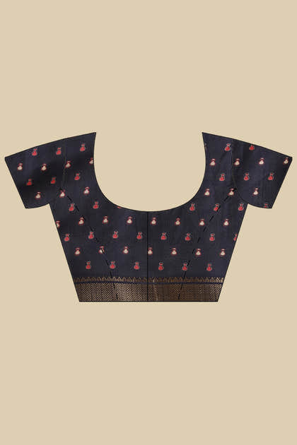Navy Cotton Silk Printed Saree