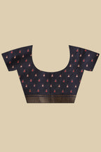 Navy Cotton Silk Printed Saree