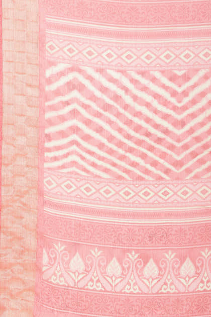 Pink Color Chiffon Leheriya Printed Saree