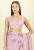 Lavender Floral Resham Embroidered Cotton Saree
