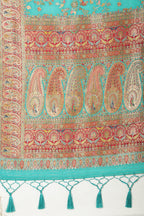Teal Silk Madhubani Woven Saree