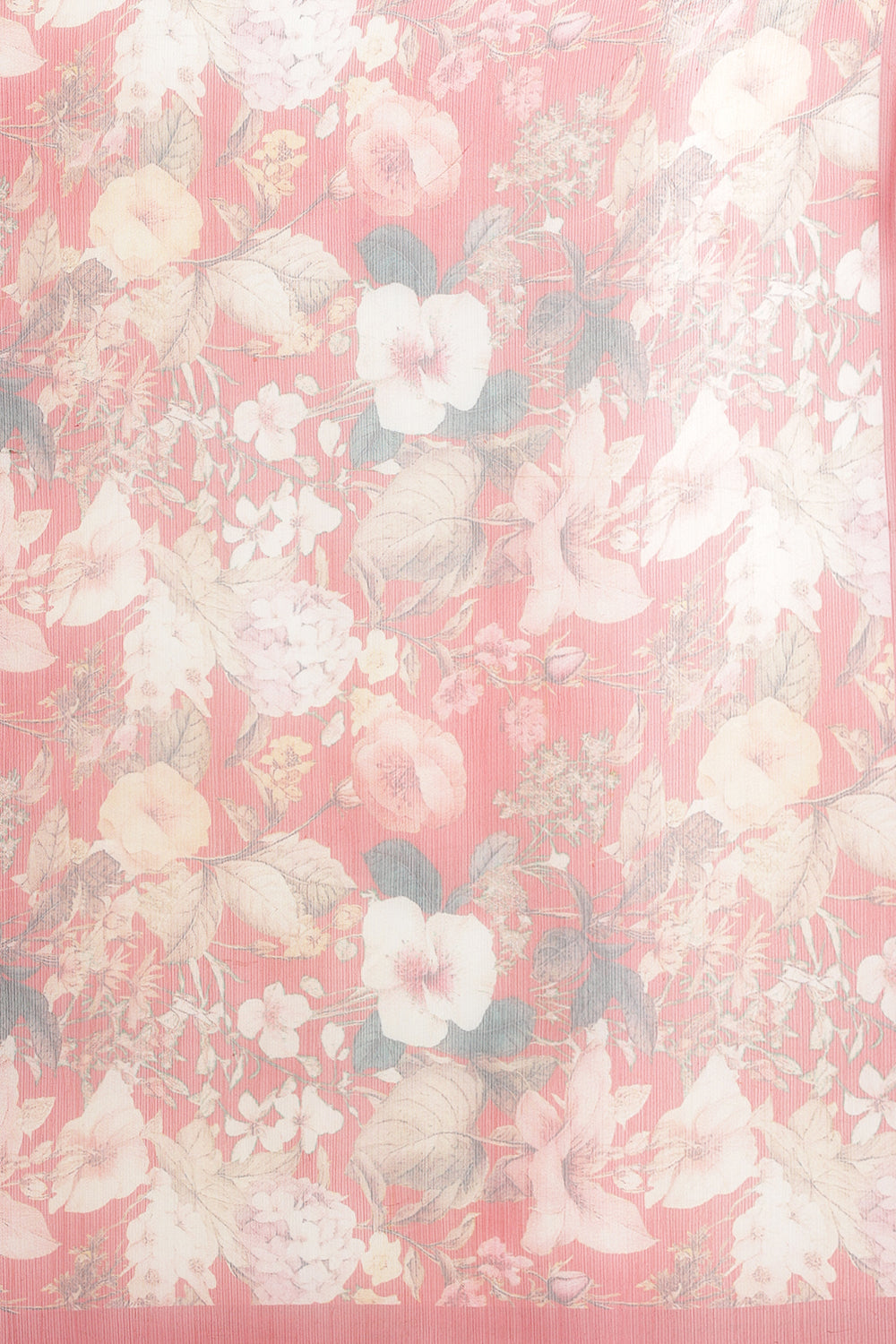 Red Floral Printed Chiffon Saree