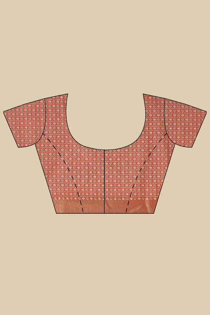 Rust Ajrakh Block Printed Cotton Saree