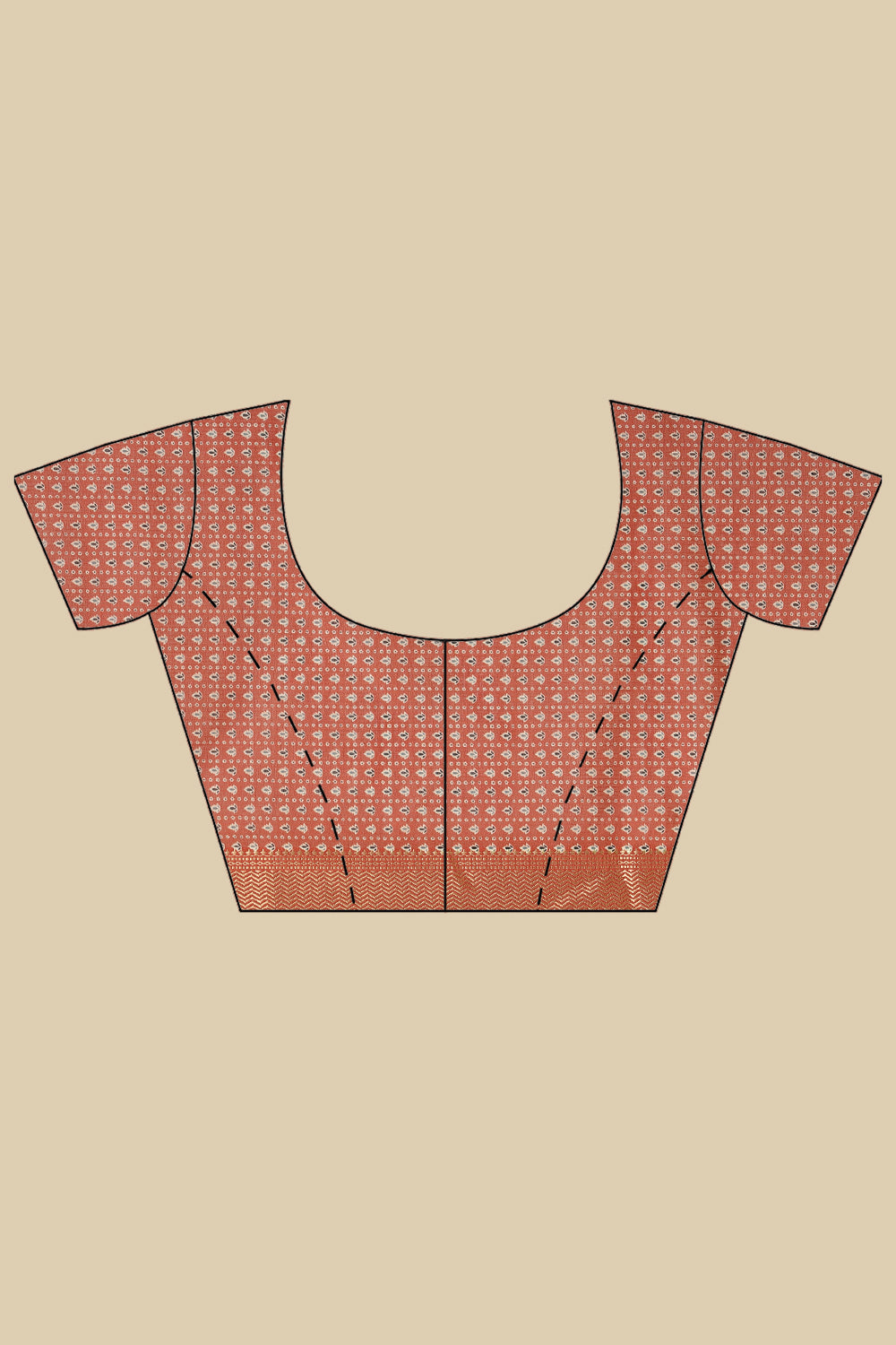 Rust Ajrakh Block Printed Cotton Saree