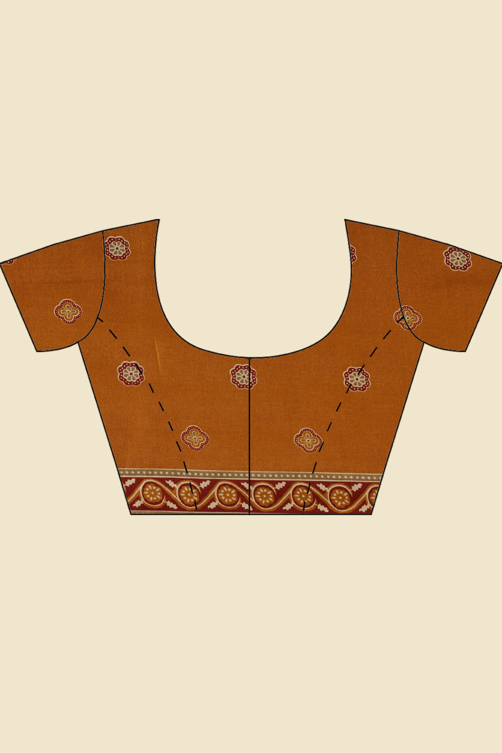 Mustard Cotton Silk Ajrakh Block Printed Saree