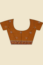 Mustard Cotton Silk Ajrakh Block Printed Saree