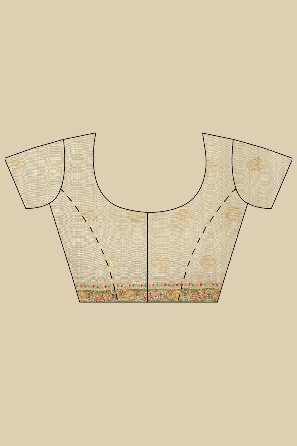 Beige Chanderi Cotton kashida Weaves Saree