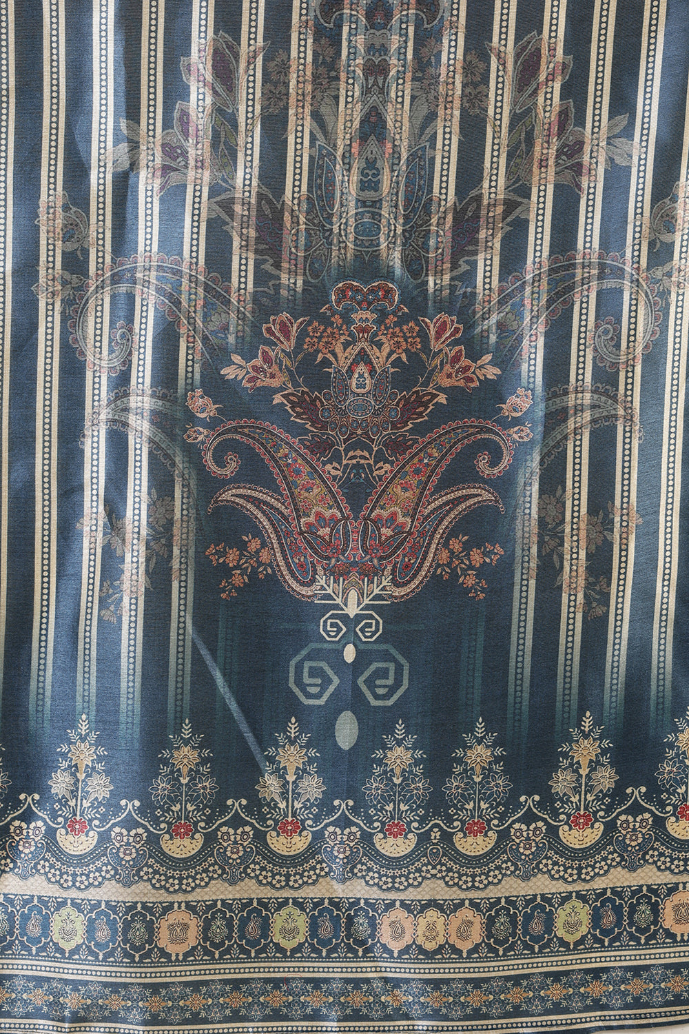 Blue Color Chanderi Silk Printed Straight Suit