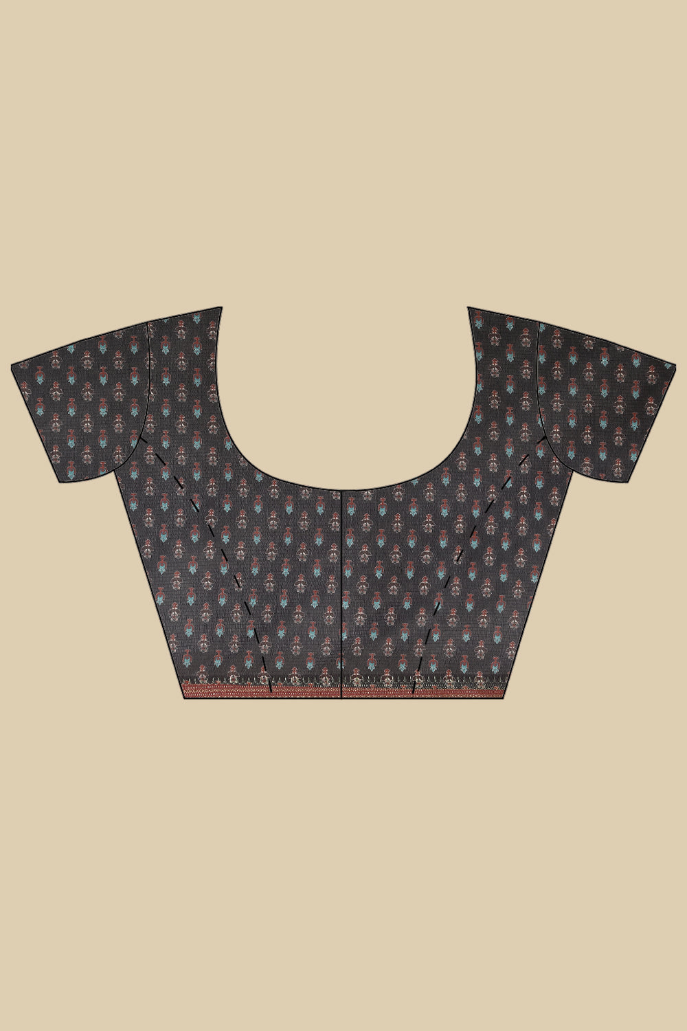 Brown Ajrakh Block Printed Cotton Saree