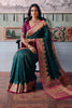 Bottle Green Soft Silk Kalamkari Woven Saree