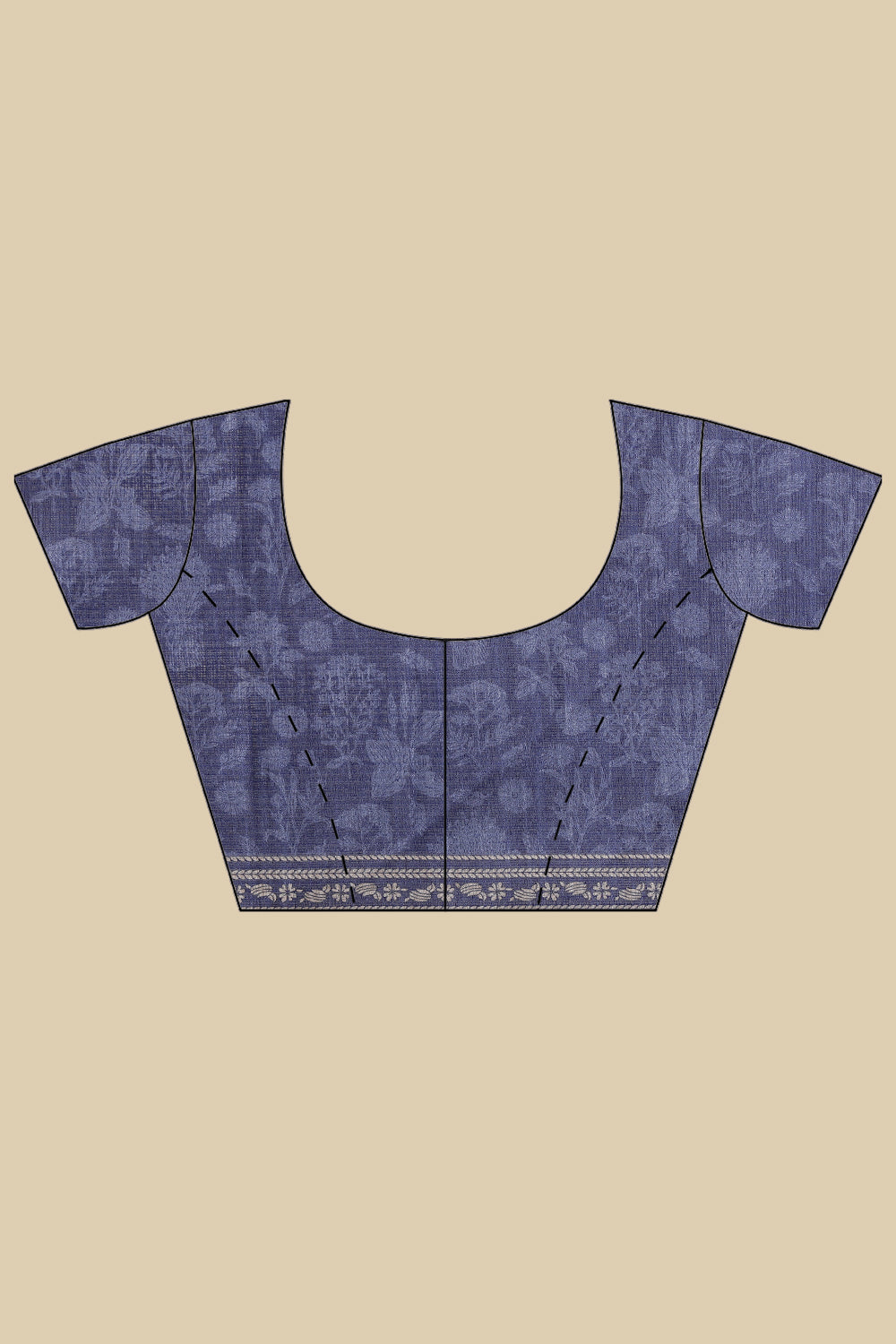 Indigo Kota Cotton Floral Jaal Printed Saree