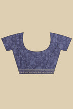 Indigo Kota Cotton Floral Jaal Printed Saree