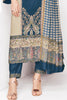 Navy & Beige Kashmiri Paisley Printed Unstitched Suits Material