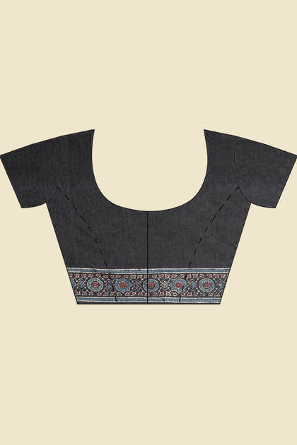 Black Jacquard Silk Printed Saree