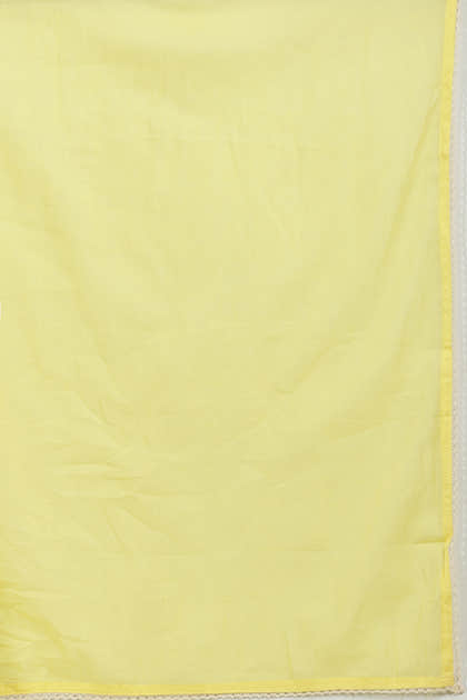 Pale Yellow Cotton Resham Floral Embroidered Anarkali Suit Set
