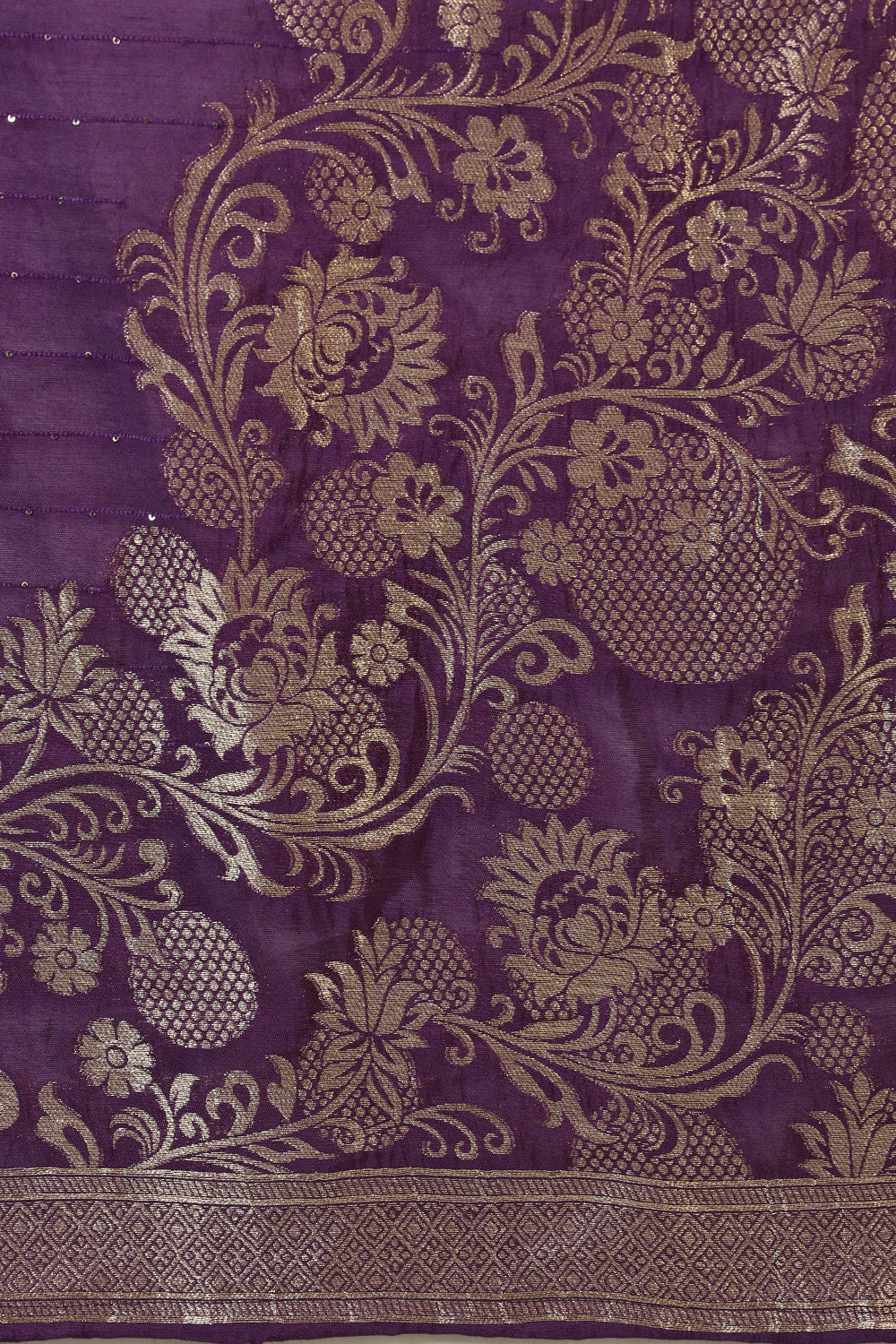 Purple Color Silk Neck Embroidered Suit Set