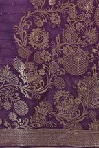 Purple Color Silk Neck Embroidered Suit Set