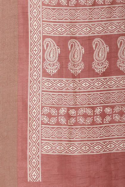Light Maroon Cotton Silk Boota Printed And Zari Woven Saree