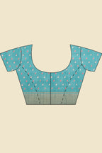 Teal Cotton Silk Printed Saree