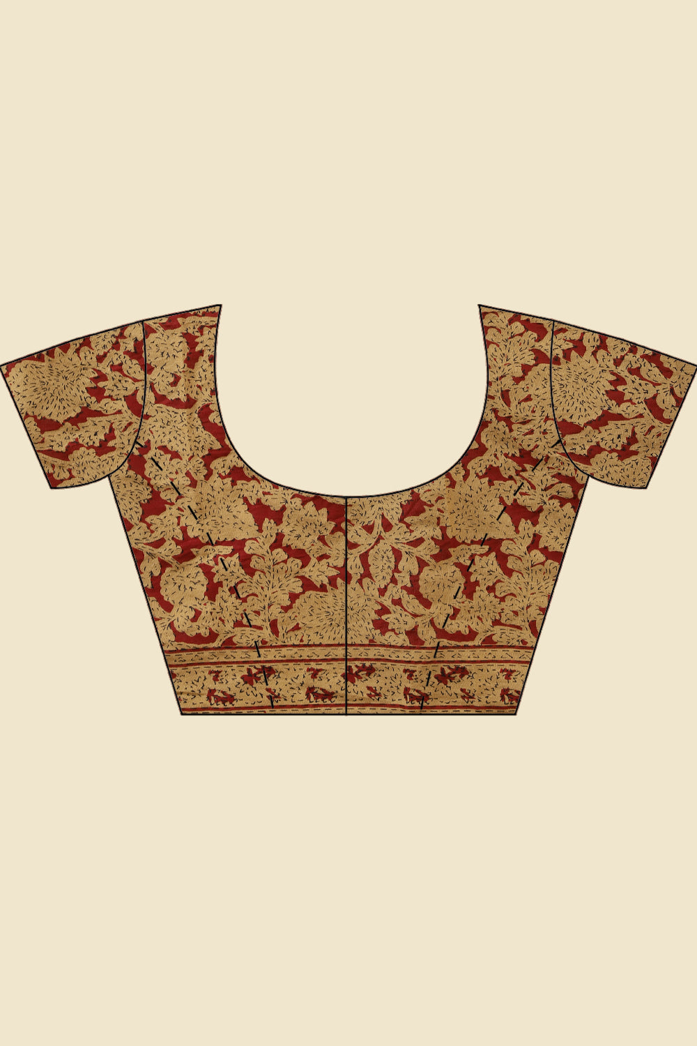 Maroon Kalamkari Printed Cotton Saree