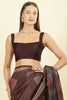 Brown Organza Cotton Printed Saree
