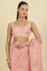 Pink Floral Resham Embroidered Cotton Saree