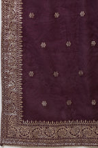 Dark Scarlet Silk Embroidered Suit Set