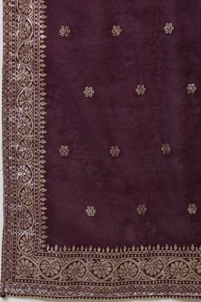 Dark Scarlet Silk Embroidered Suit Set