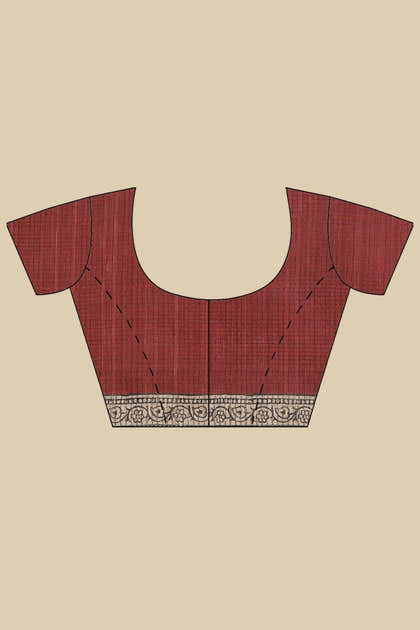 Maroon Cotton Silk Floral Boota Printed Saree