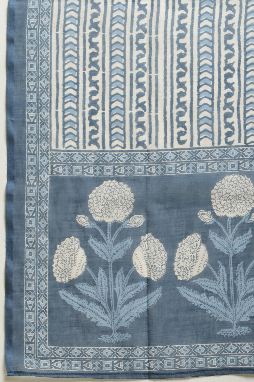 Blue Cotton Hacoba Style Printed Unstitched Suit Material