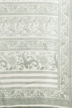 White & Green Georgette Floral Printed Saree