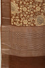 Brown Floral Printed & Zari Border Cotton Silk Saree