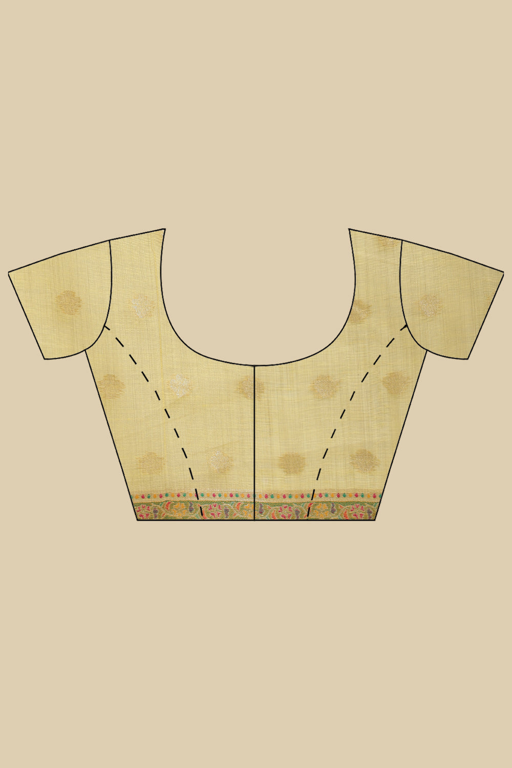 Light Mustard Chanderi Cotton kashida Weaves Saree