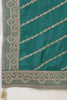 Teal Silk Zari Embroidered Suit With Parsi Salwar