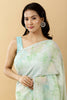 Pista Green Color Printed Chinon Saree