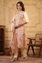 Cream Color Meena-Kaari Woven Chanderi Suit