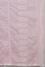Pink Cotton Resham Embroidered and Lace Work Anarkali Suit