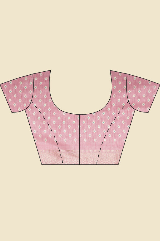 Pink Cotton Silk Printed And Zari Woven Saree