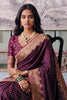 Wine Soft Silk Kalamkari Woven Saree