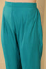 Turquoise Color Cotton Silk Printed & Neck Embroidered Suit