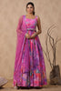 Maganta Colour Crepe Silk Printed Anarkali Suit