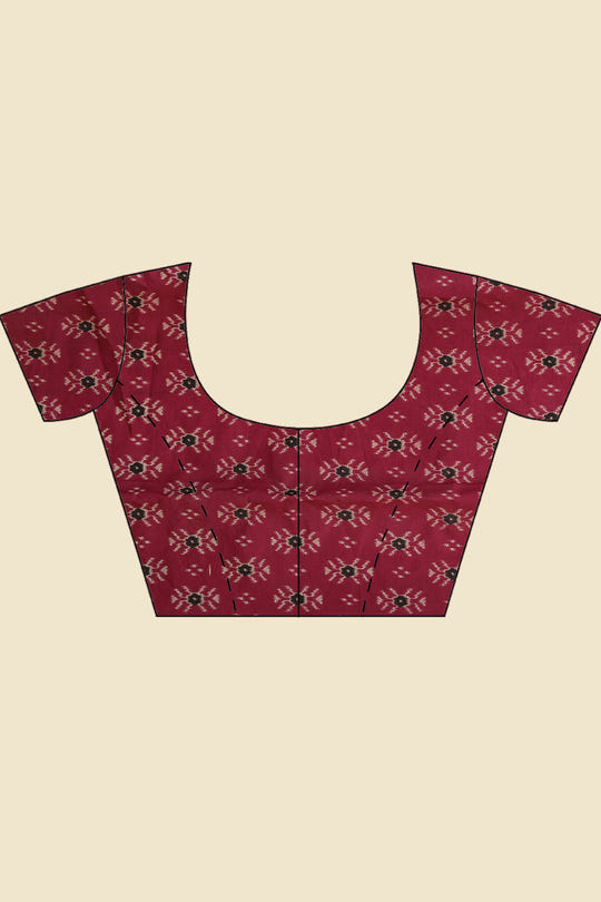 Black & Wine Cotton Floral Printed Saree